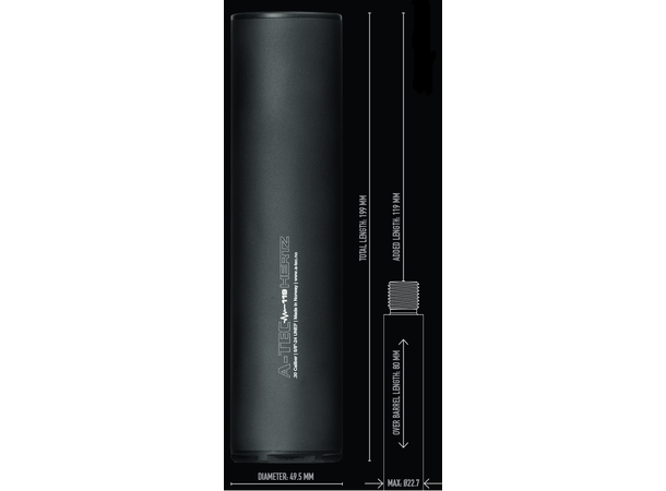 A-tec Hertz 119 Maks.Kal. 6,5 18X1 NORMA Aluminiumslyddemper, 199mm, 362g, 29dBc 
